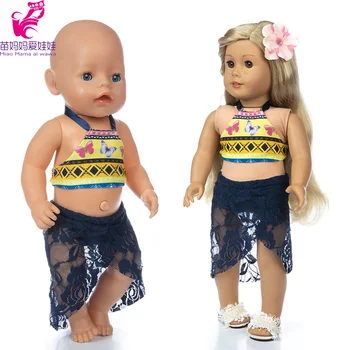 40cm Nenuco lėlės Ropa y su Hermanita mėlyna plaukti kostiumas 18-colių amerikos og mergina lėlės bikini komplektas plaukti drabužiai