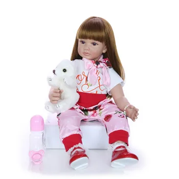 24 Colių Atgimsta Lėlės Kūno Silikono Atgimsta Kūdikių Lėlės Vonios Žaislas Gyvas Naujagimis 60 cm Princesė Baby Doll, Gražių Kalėdų