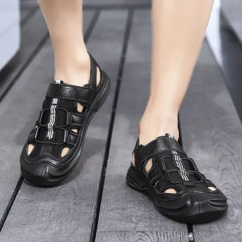 2020 naujas mados vyriški sandalai atsitiktinis natūralios odos vasaros batų kvėpuojantis žmogus paplūdimio avalynė vyrų butas outddor sandalai vyrams