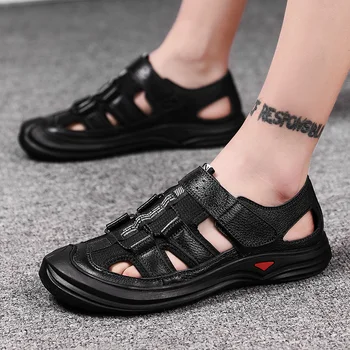 2020 naujas mados vyriški sandalai atsitiktinis natūralios odos vasaros batų kvėpuojantis žmogus paplūdimio avalynė vyrų butas outddor sandalai vyrams