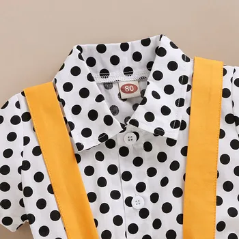 SAGACE baby girl drabužiai Bamblys Kūdikių Mergaitėms trumpomis Rankovėmis Dot Spausdinti marškinėliai Topai+Suspender Šortų Komplektus 2vnt Vaikų Drabužiai
