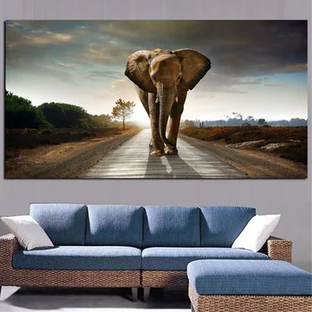 100x200cm Afrikos Dramblys Gyvūnų Kraštovaizdžio Naftos Tapyba ant Drobės Meno Plakatas ir Spausdinimo Abstrakčiai Sienos Nuotrauka už Kambarį