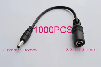 1000pcs Aukštos kokybės Visų vario visiškai nauja, DC kabelis, maitinimo lizdas moterų 5.5 * 2.1 mm male plug 3,5 mm * 1.35 mm+ Nemokamas pristatymas