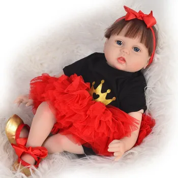 22inch Silikono Atgimsta Mergina, Kūdikių Lėlės, Žaislai Realus Naujagimių 55cm stilingas menina Puikus Gimtadienio Dovana Dabartinės Kalėdos lėlės, žaislai