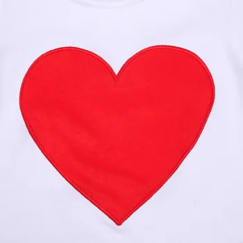 Vaikai Valentino Diena Drabužių Nustatyti Vasaros 2vnt Drabužiai Kostiumas trumpomis Rankovėmis Apvalios Kaklo Spausdinti didelę Širdį T-shirt Trumpas-line Sijonai