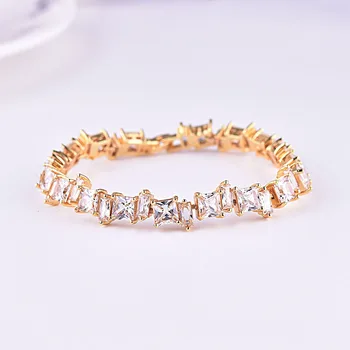 Sahhire Smaragdas, Rubinas AAA Cirkonis Princess Square Diamond Apyrankės Su 18k Yellow Gold Apyrankę Nuotakos Vestuvių Fine Jewelry