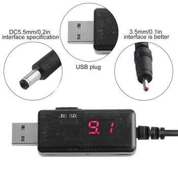 USB Step-up Keitiklio Kabelį, Led Ekranas, Transformatorių, Reguliuojamas 5V Volt Laidas DC 12V 9V Įjungti Reguliatorių Įtampos su Powe E0G3