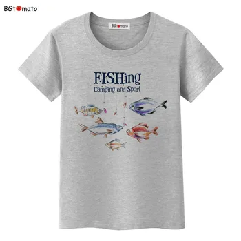 BGtomato Atvėsti vasaros spalvinga žuvis t shirts Naujas dizainas originalus marškinėliai Prekės geros kokybės, patogūs viršūnes tees