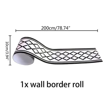 1Roll Geometrinis Modelis Juosmens Linijos Lipnios Vandeniui Nuimamas Sienos, Sienų Lipdukai Namo Kambaryje Apdaila