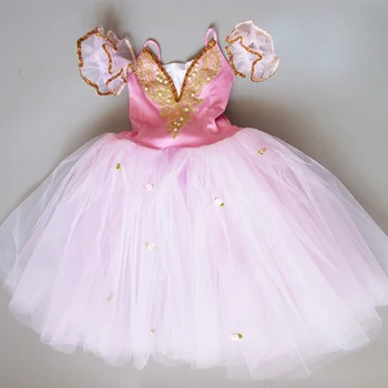 Mergaičių baleto kostiumas princesė sijonai pradinės mokyklos choras, vaikų šiuolaikinio šokio gėlių fėja kostiumai Sluoksniuotos sijonas