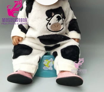 Tinka 43cm baby doll Juoda balta mielas žiemą karvės pajama komplektai 18