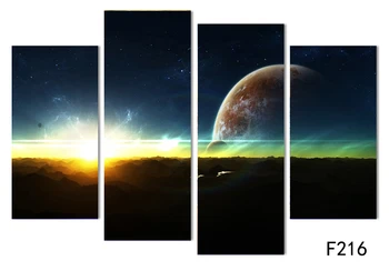 Neįrėminti 4 plokštės Abstrakčiai Mėnulio Planetos kraštovaizdį Meno HD 