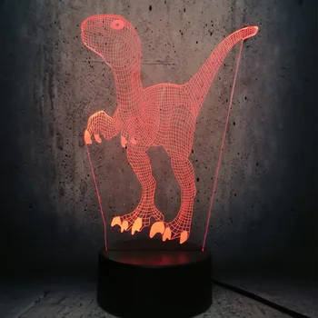 Lempos dinozaurų gerbėjų dovanos 3D LED filmą Pav Šviesos Velociraptor Spalvinga Apdaila Naktį Šviesos Vaikas Kalėdų Berniukas paauglys