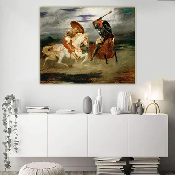 Citon Eugene Delacroix《Mūšis Riteriai,1825》Drobė, Aliejus, Tapyba Meno Plakato Nuotrauką Sienos Fone Dekoro Namų Puošybai