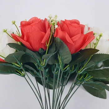 18 vienetų Rožių puokštė šilko gėlių vestuvių puokštė vientisos spalvos valdos gėlės, vestuvių puokštės vestuvių dirbtinės gėlės