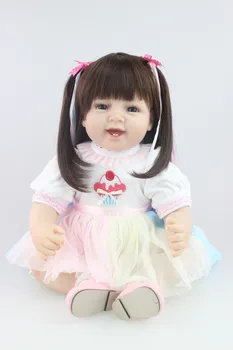 NPK 55cm mielas šypsena Bebes Atgimsta Lėlės, Minkšti Silikoniniai Berniukas Mergaitė Žaislas Reborn Baby Doll Dovana Vaikams bonecas atgimsta