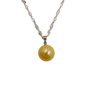 Gėlo vandens perlų pakabukas chainless lady 12mm gryno aukso vaiskiai balta natūralių perlų pakabukas papuošalai, dukros gimtadienis-geriausia dovana
