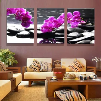 Meno Akmenukai Modulinės Nuotraukas Violetinės Gėlės Neįrėminti Šiuolaikinės Drobė, Tapyba Namų Puošybai Sienos Nuotraukas, Už Kambarį