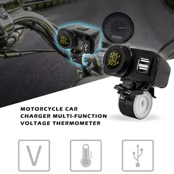 Dual USB Įkroviklis Vandeniui Lizdas, Maitinimo Lizdas Su Voltmeter LED Skaitmeninis Ekranas 12V 24V Automobilio RV Valtis Motociklas