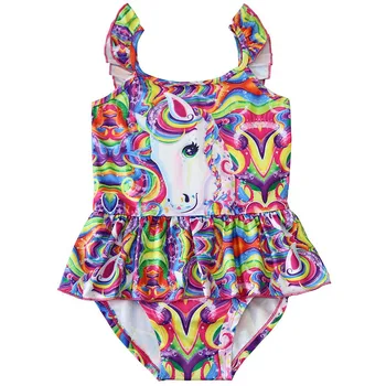 Bamblys Vienaragis vaikų maudymosi kostiumėlį girl vienas gabalas kūdikių mergaičių vienaragis maudymosi kostiumą plaukimo kostiumas 0327