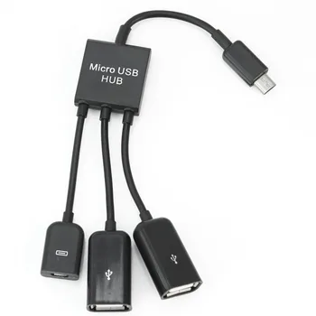 Daugiafunkcinis Micro USB OTG Host Hub Adapterio Kabelis