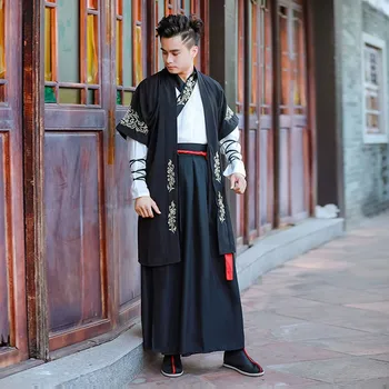 Trijų vienetų Kostiumas Hanfu Kinų Stiliaus Senovės Kostiumas Tradicinių Etapo Rezultatus Drabužių, Retro klasės grupė, kostiumai Unisex