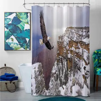 Vonios kambarys dekoro rinkiniai su dušo užuolaidos ir s Gyvūnijos Dekoro,Vaizdas iš Plikas Erelis skrenda į Snieguotas Didžiojo Kanjono Uolų