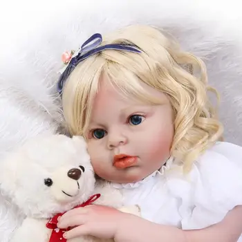 Realus 70CM Silikono Lėlės Reborn dėvėti nekilnojamojo Kūdikių drabužiai Lėlės didelių akių, šviesiaplaukė Mergina Vaikų Žaislas Boneca Modelis Gimtadienio bebe Dovanos