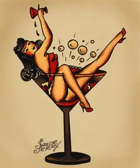 Sailor Jerry Pin Up Girl Tatuiruotė Derliaus ŠILKO PLAKATAS Dekoratyvinis dažymas 24x36inch