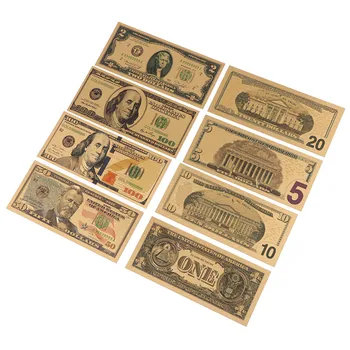 8pcs/daug 24K Auksu Dolerių Atminimo Pažymi, Padirbtų Pinigų Aukso Antikos Kolekcija 1 2 5 10 20 50 100 Dolerių