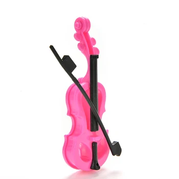 1Pc Rožinė Muzikos Instrumentas, Žaislai, vaikų Žaisti Namus, Plastiko Žaislas Smuikas Lėlės Dreamhouser Priedai Gimtadienio Dovanos