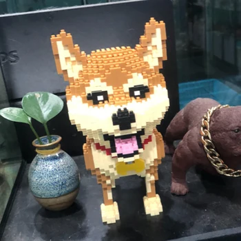 Babu Shiba Veislės šunelis Blokai Gyvūnų 3D Modelį Diamond Mini Plytų 