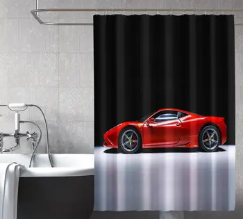 3D Raudonas Automobilis Dušo Užuolaidos Vandeniui Pluošto Vonios kambarys Namo Langai Tualetas