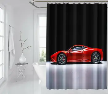 3D Raudonas Automobilis Dušo Užuolaidos Vandeniui Pluošto Vonios kambarys Namo Langai Tualetas