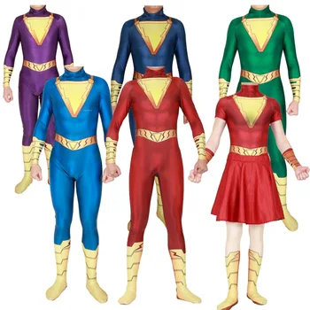 Naujas Shazam Kapitonas Cosplay Kostiumų Zentai Superhero Bodysuit Kostiumas Helovinas Kostiumas Jumpsuits Apsiaustu Karšto Pardavimo
