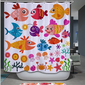 Naujas atvykimo gyvūnų dušo užuolaidos žuvų užuolaidos vonios cortinas de baño