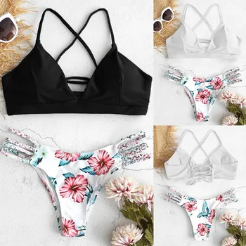 SAGACE Dviejų dalių maudymosi kostiumėlį, Push Up Moterų Mielas Skintų Gėlių Mažas Juosmens Apačios Bikini Rinkiniai, Ponios Mergina Vasaros Paplūdimio