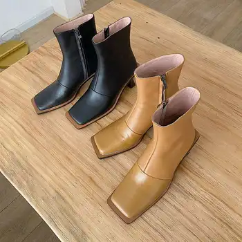 Vichelo Karšto natūralios odos aikštėje kojų keista, aukšti kulniukai, maišyti spalvas Europos stiliaus gentlewomen brandžios šiuolaikinės batai L01