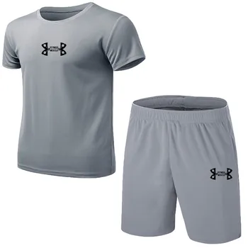 2020 Vyrų rinkiniai t marškinėliai + šortai dviejų dalių rinkiniai, laisvalaikio tracksuit prekės kostiumai sportwear fitneso rinkiniai Greitai-džiovinimo Tracksuit