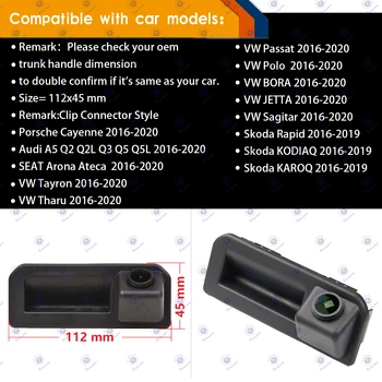 HD 1280x720p Galiniai važiavimo Atbuline eiga Atsarginė Kamera galinio vaizdo Kameros Vandeniui Volkswagen Vento/BORA/JETTA/ Sagitar 2016-2018