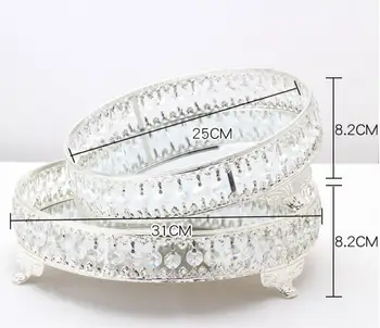 Diameter31cm Europos round crystal lovelio apdaila namo saugojimo dėklas, namų puošybai tarnauja dėklas sidabro plokštelę FT006