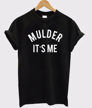 Mulder, tai man Raidėmis Spausdinti Moterų marškinėlius Medvilnės Atsitiktinis Juokingi marškinėliai Lady Viršuje Tee Hipster Lašas Laivas F590