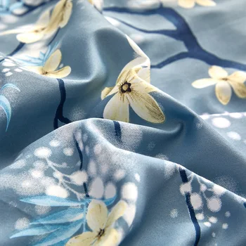 Elegantiškas Gėlių Spausdinti Mėlyna Patalynės Komplektas Queen ' King Size Medvilnės Antklode Padengti paklodės su Užvalkalas