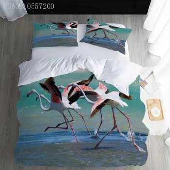 Namų Tekstilės 3D Prabangus Patalynės Komplektas Flamingle Antklode Padengti Nustatyti, Patalyne, Užvalkalas Lova Nustatyti Nemokamas Pristatymas Bendrosios Karalius, Karalienė