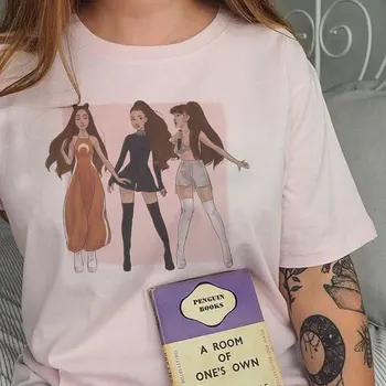 Vasaros Ariana Grande Spausdinti Marškinėliai Moterims Harajuku Mados 90-ųjų Hip-Hop Trumpas Rankovės Ullzang marškinėliai Pink Viršūnes Tee Moterų Drabužiai