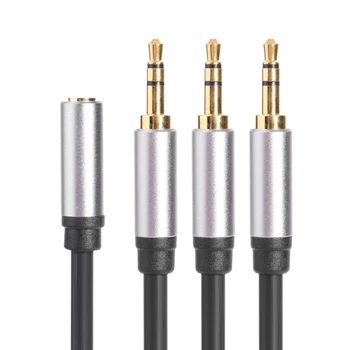 3.5 mm o Splitter Cable Aliuminio Korpuso Jungties Adapteris 3,5 mm Moterų 3X Male Ausinių Laido Adapteris