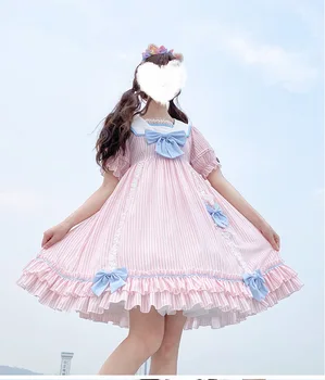 Aukštos wiast gothic lolita op juostele mergina viktorijos suknelė 2020 metų Vasaros lolita dress saldus nėrinių bowknot sailo apykaklės kawaii suknelė