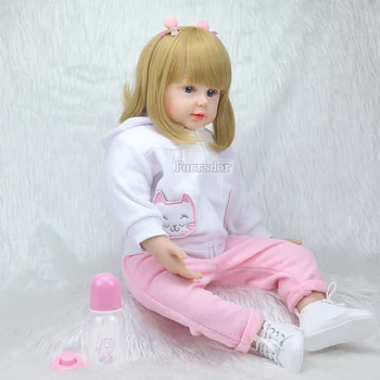 Naujas 22inch Silikono Reborn Baby Girl Tikroviška Reborn Baby Doll Su Cuty Gelsvai Boneca Brinquedos Dovanos Bebe Atgimsta Vaikų Žaislai