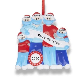 2020 Kalėdų Ornamentu Asmenybės Šeimos Maitintojo 2 3 4 5 Dervos Dekoracijas, Kaukes Rankomis plauti Kalėdų Eglutės Kabo Pakabukas
