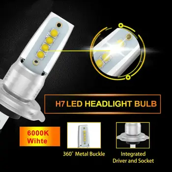 1Pair H7 Automobilio LED Žibintų Lemputė Šviesos Konversijos Rinkiniai 110W / 10000LM Balta